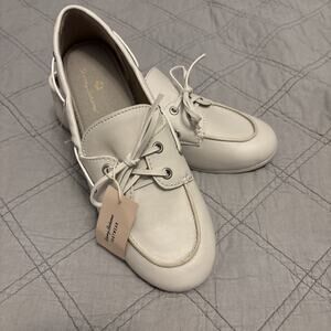 Tommy Bahama Women's Ivory Leather Lace-Up Boat Sneakers